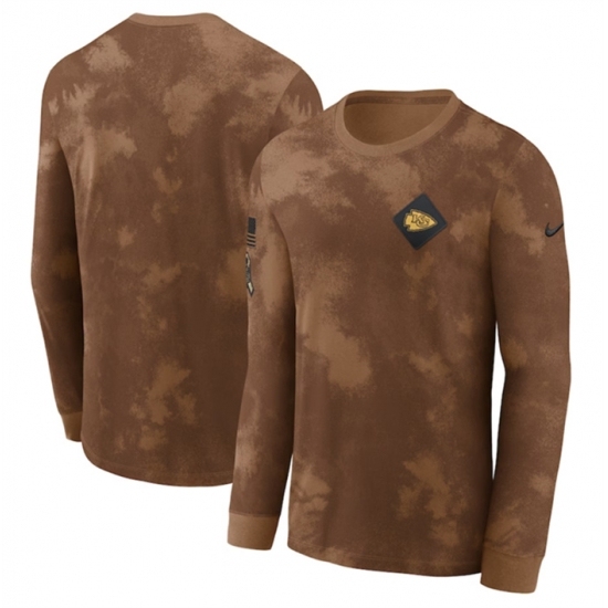 Men's Kansas City Chiefs Brown 2023 Salute To Service Long Sleeve T Shirt - Jersey