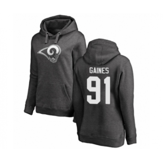 Football Women's Los Angeles Rams #91 Greg Gaines Ash One Color Pullover Hoodie - Jersey