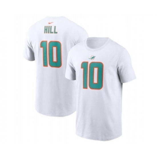 Men's Miami Dolphins #10 Tyreek Hill 2022 White Name & Number T-Shirt - Jersey