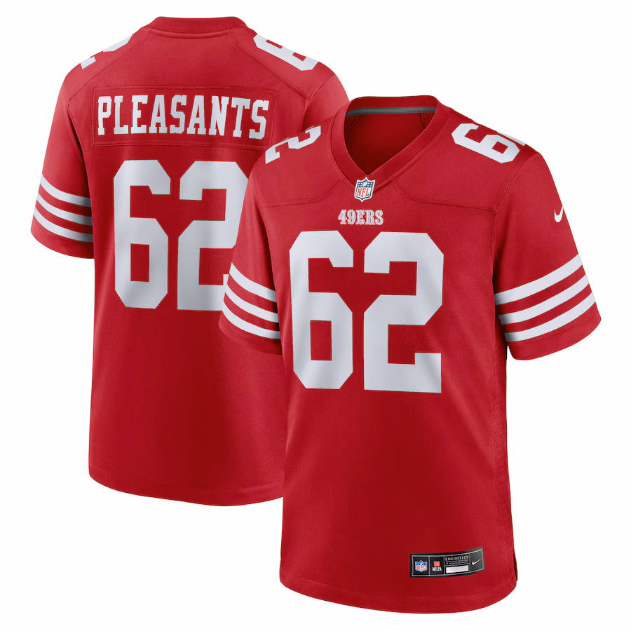 Men's San Francisco 49ers Austen Pleasants Nike Scarlet Team Game Jersey - Jersey