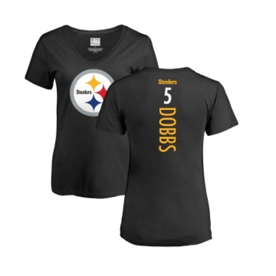 Football Women's Pittsburgh Steelers #5 Joshua Dobbs Black Backer Slim Fit T-Shirt - Jersey