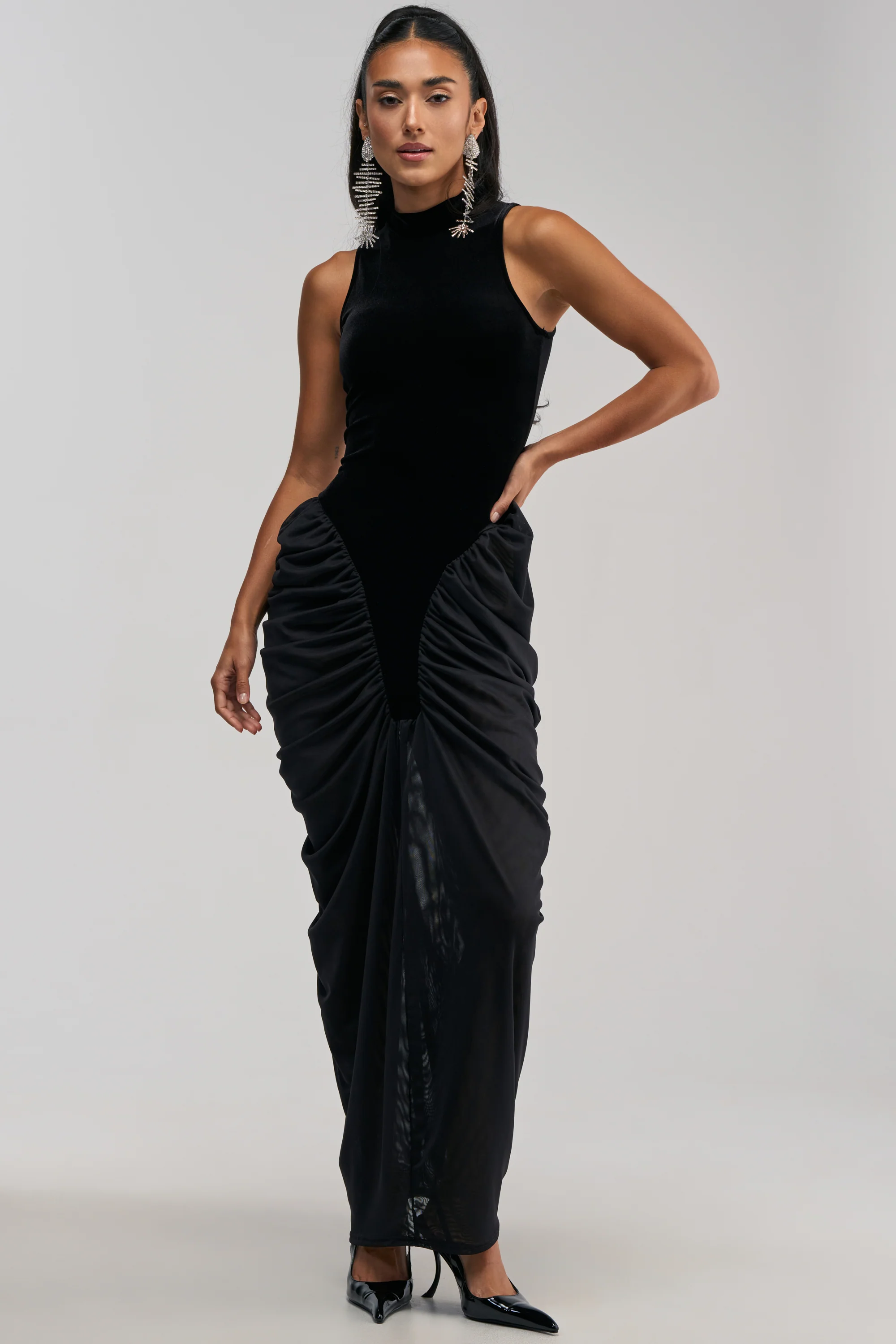 OUT FOR THE NIGHT MOCK NECK MAXI DRESS - Akira Wear