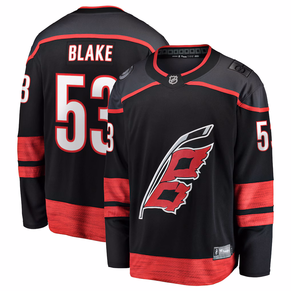 Men's Carolina Hurricanes Jackson Blake Fanatics Black Home Breakaway Jersey - Jersey