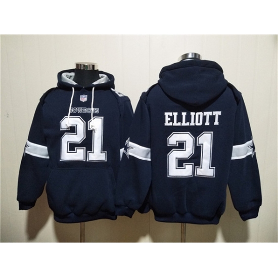 Men's Dallas Cowboys #21 Ezekiel Elliott Navy Ageless Must-Have Lace-Up Pullover Hoodie - Jersey