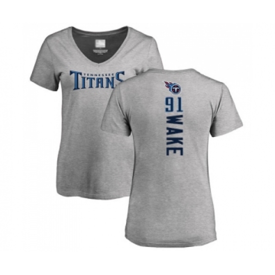 Football Women's Tennessee Titans #91 Cameron Wake Ash Backer T-Shirt - Jersey