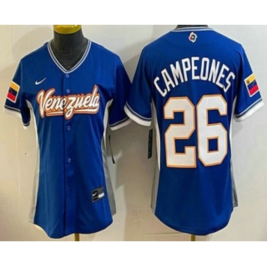 Women's Venezuela #26 Campeones Blue 2026 World Baseball Classic Cool Base Jersey - Jersey