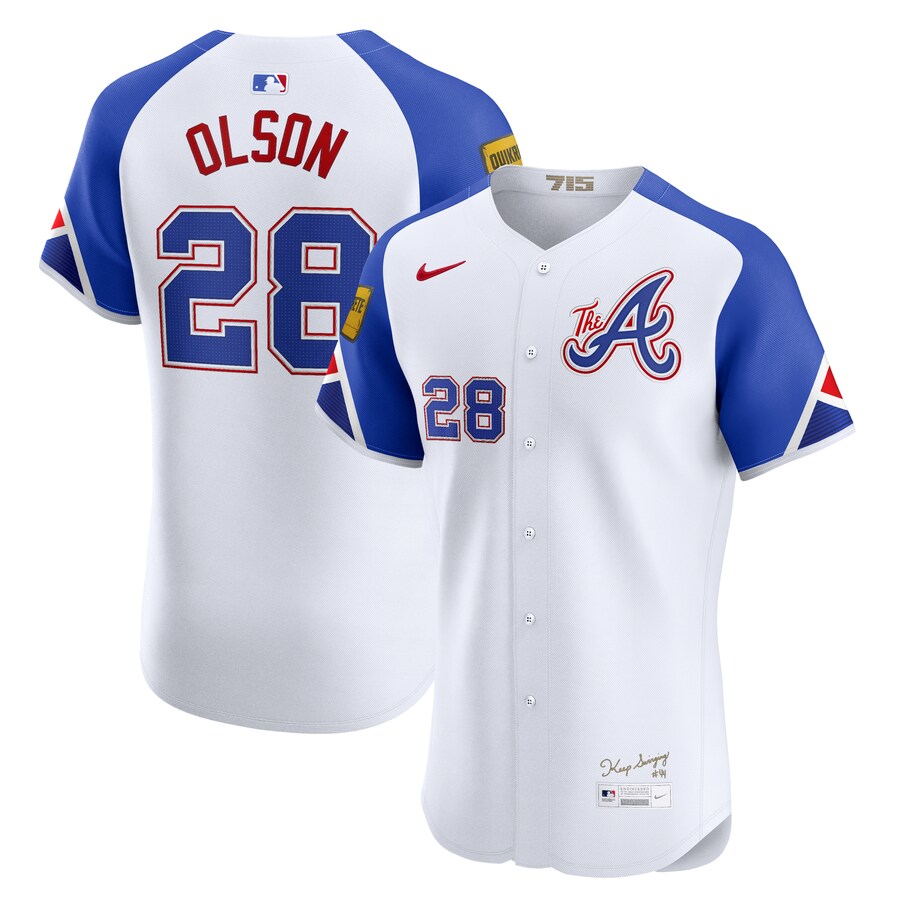 Men's Atlanta Braves Matt Olson Nike White City Connect Elite Jersey - Jersey