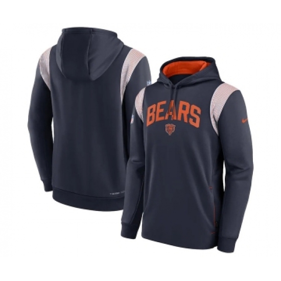 Mens Chicago Bears Navy Sideline Stack Performance Pullover Hoodie - Jersey