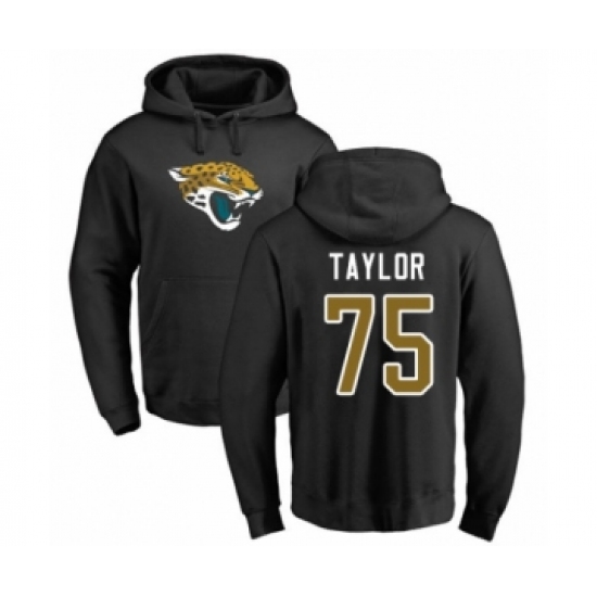 Football Jacksonville Jaguars #75 Jawaan Taylor Black Name & Number Logo Pullover Hoodie - Jersey