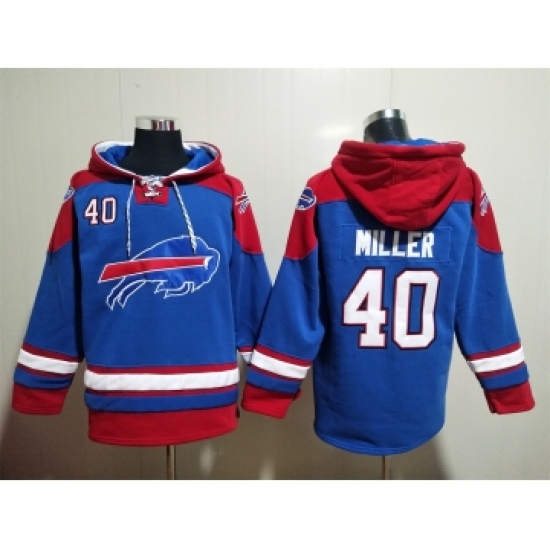 Men's Buffalo Bills #40 Von Miller Blue Ageless Must Have Lace Up Pullover Hoodie - Jersey