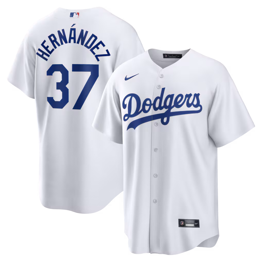 Men's Los Angeles Dodgers Teoscar Hernández Nike White Home Replica Jersey - Jersey