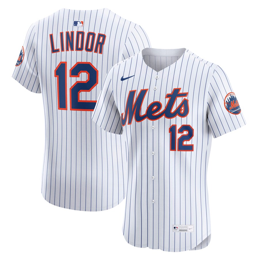 Men's New York Mets Francisco Lindor Nike White Home Elite Player Jersey - Jersey