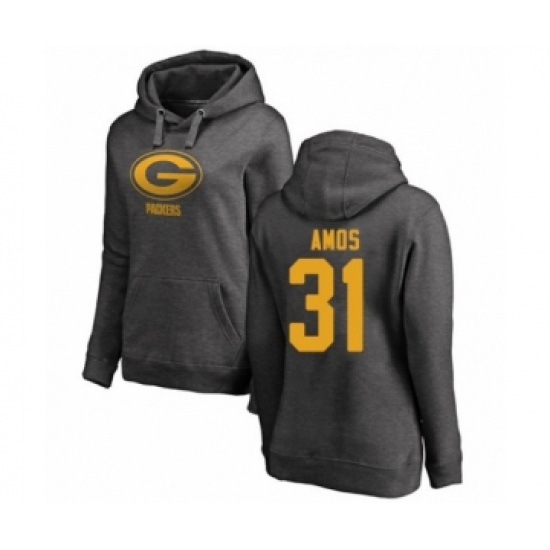 Football Women's Green Bay Packers #31 Adrian Amos Ash One Color Pullover Hoodie - Jersey