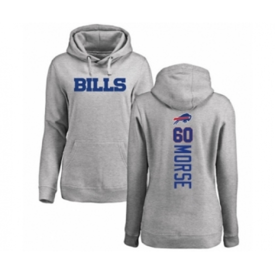 Football Women's Buffalo Bills #60 Mitch Morse Ash Backer Pullover Hoodie - Jersey