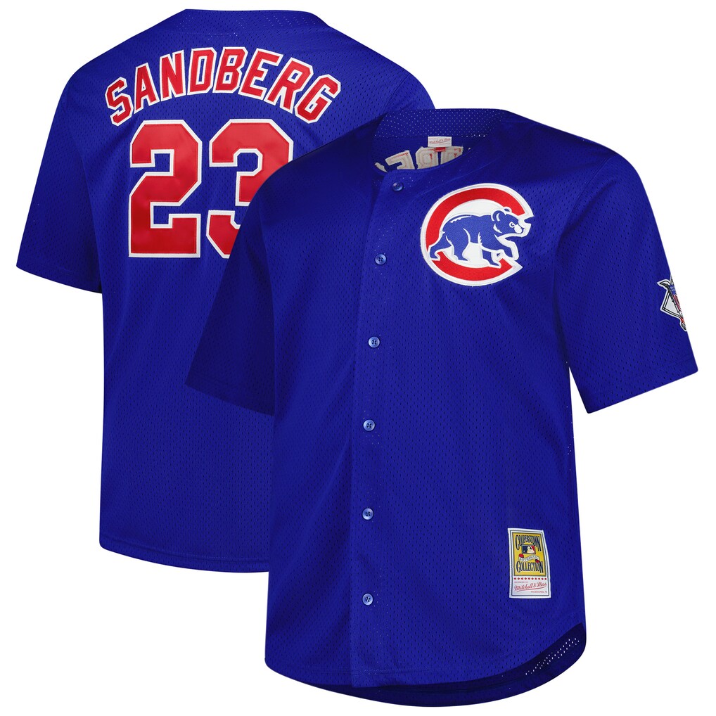 Men's Chicago Cubs Ryne Sandberg Mitchell & Ness Royal Big & Tall Cooperstown Mesh Batting Practice Jersey - Jersey