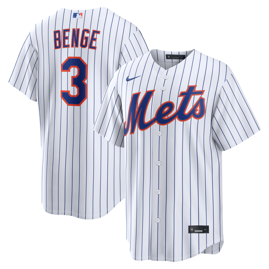 Men's New York Mets Carson Benge Nike White Home Replica Jersey - Jersey