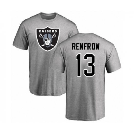Football Oakland Raiders #13 Hunter Renfrow Ash Name & Number Logo T-Shirt - Jersey
