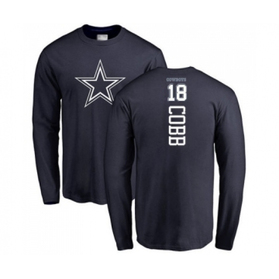 Football Dallas Cowboys #18 Randall Cobb Navy Blue Backer Long Sleeve T-Shirt - Jersey