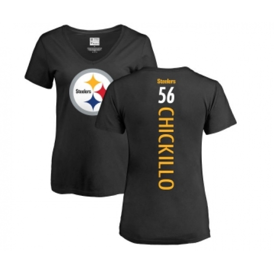 Football Women's Pittsburgh Steelers #56 Anthony Chickillo Black Backer Slim Fit T-Shirt - Jersey