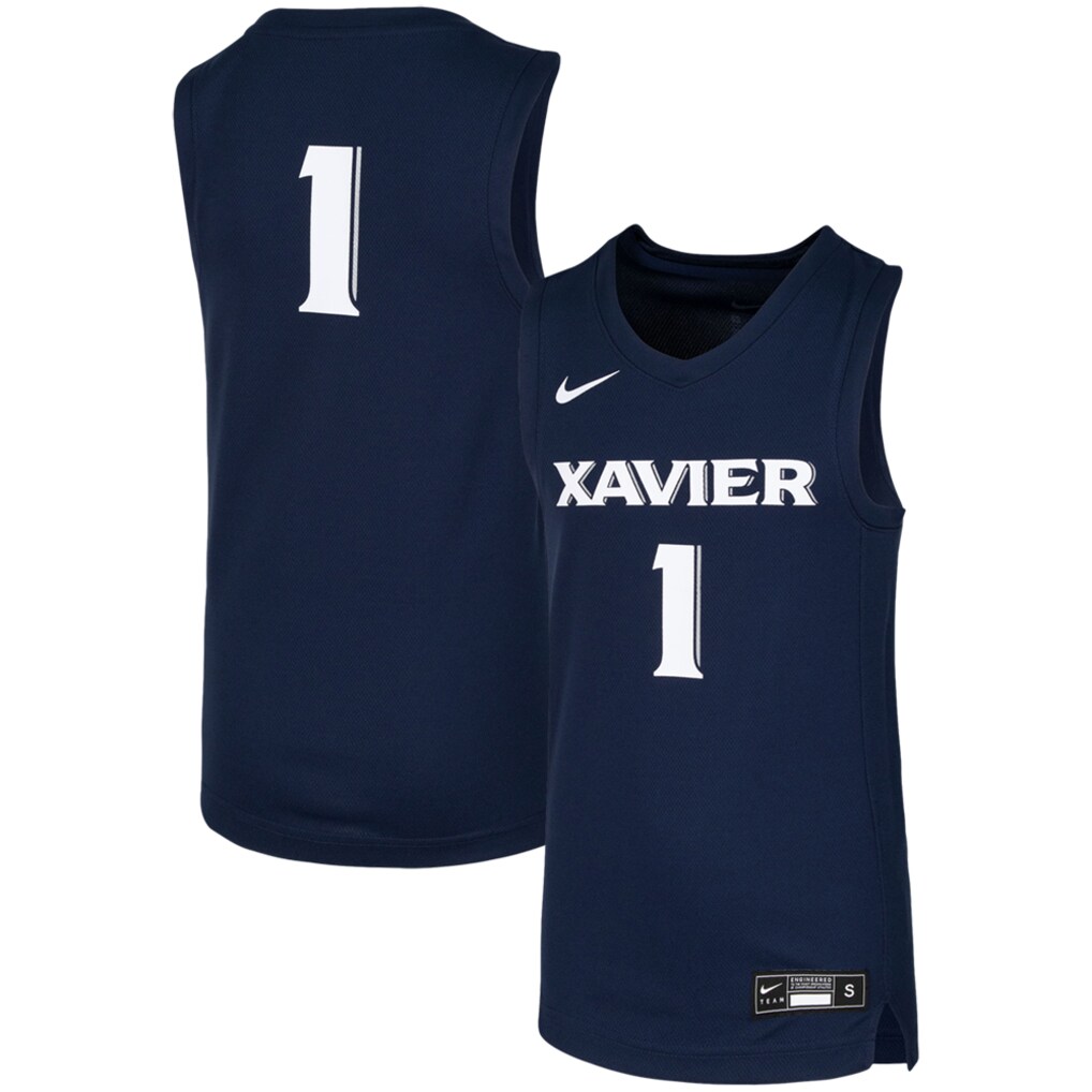 Youth Nike #1 Navy Xavier Musketeers Replica Team Basketball Jersey - Jersey