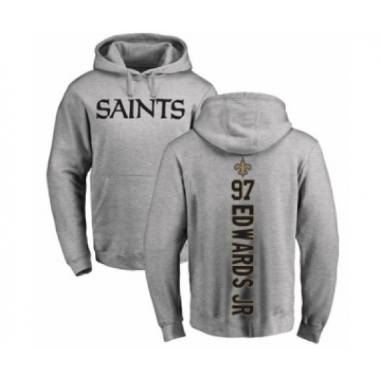Football New Orleans Saints #97 Mario Edwards Jr Ash Backer Pullover Hoodie - Jersey