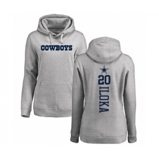 Football Women's Dallas Cowboys #20 George Iloka Ash Backer Pullover Hoodie - Jersey