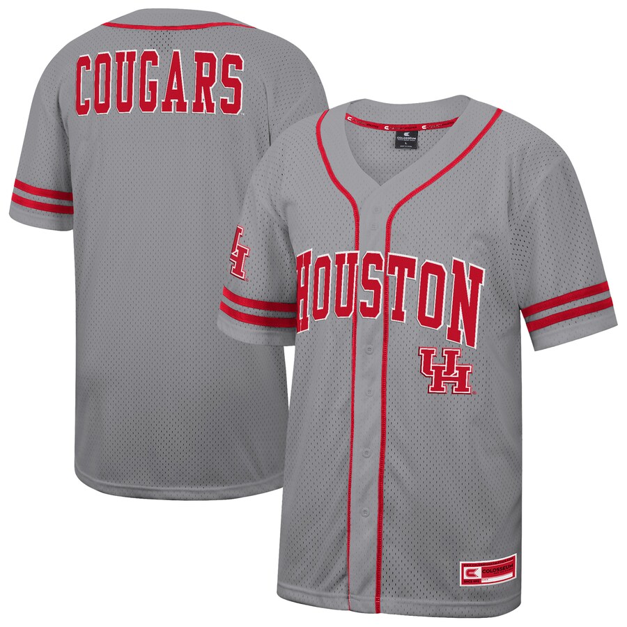 Men's Colosseum Gray Houston Cougars Free Spirited Baseball Jersey - Jersey