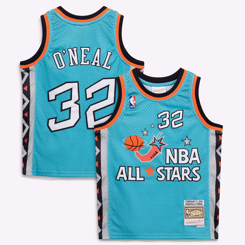 Youth 1996 NBA All-Star Game Shaquille O'Neal Mitchell & Ness Teal Hardwood Classics Swingman Jersey - Jersey
