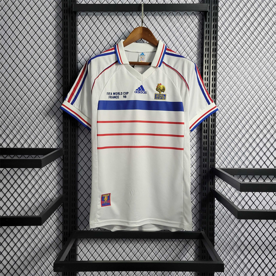 France Retro Soccer Jersey Away Custom Shirt World Cup 1998 - Jersey