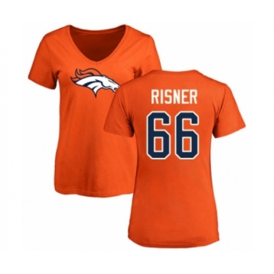 Football Women's Denver Broncos #66 Dalton Risner Orange Name & Number Logo T-Shirt - Jersey