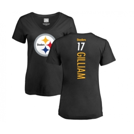Football Women's Pittsburgh Steelers #17 Joe Gilliam Black Backer Slim Fit T-Shirt - Jersey