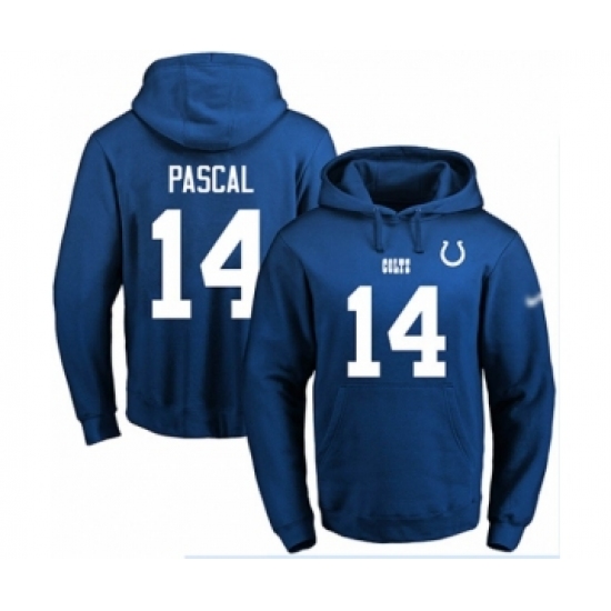 Football Men's Indianapolis Colts #14 Zach Pascal Royal Blue Name & Number Pullover Hoodie - Jersey