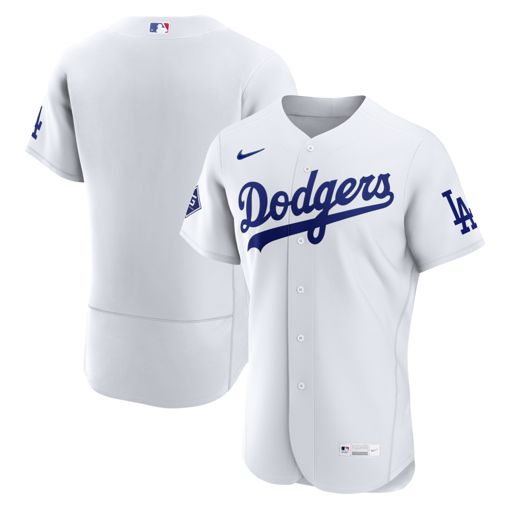 Men's Los Angeles Dodgers Nike White Home Sponsor Patch Authentic Jersey - Jersey