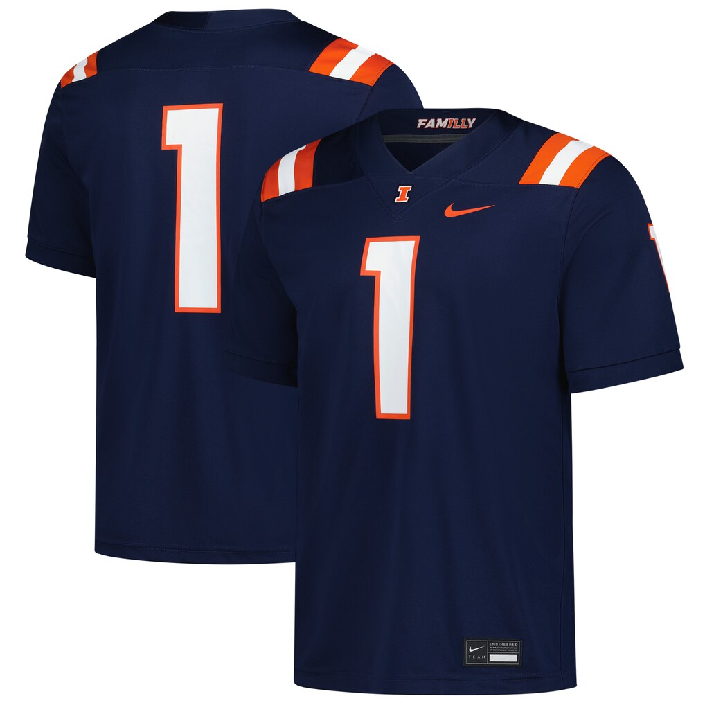 Men's Nike #1 Navy Illinois Fighting Illini Game Football Jersey - Jersey