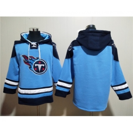 Men's Tennessee Titans Blank Blue Lace-Up Pullover Hoodie - Jersey