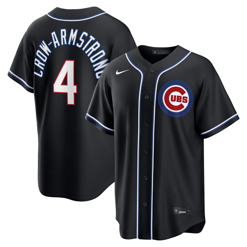 Men's Chicago Cubs Pete Crow-Armstrong Nike Fashion Replica Black Out Jersey - Jersey