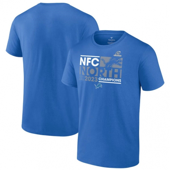 Men's Detroit Lions Blue 2023 NFC North Division Champions Conquer T-Shirt - Jersey