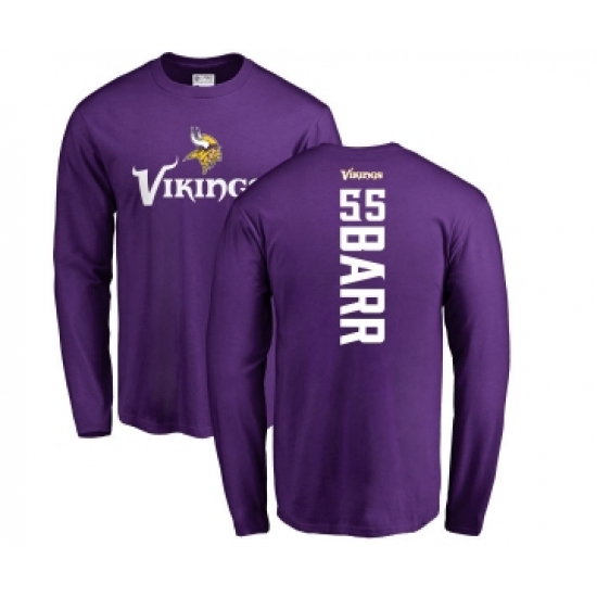 Football Minnesota Vikings #55 Anthony Barr Purple Backer Long Sleeve T-Shirt - Jersey