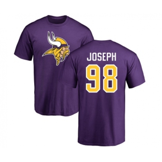 Football Minnesota Vikings #98 Linval Joseph Purple Name & Number Logo T-Shirt - Jersey