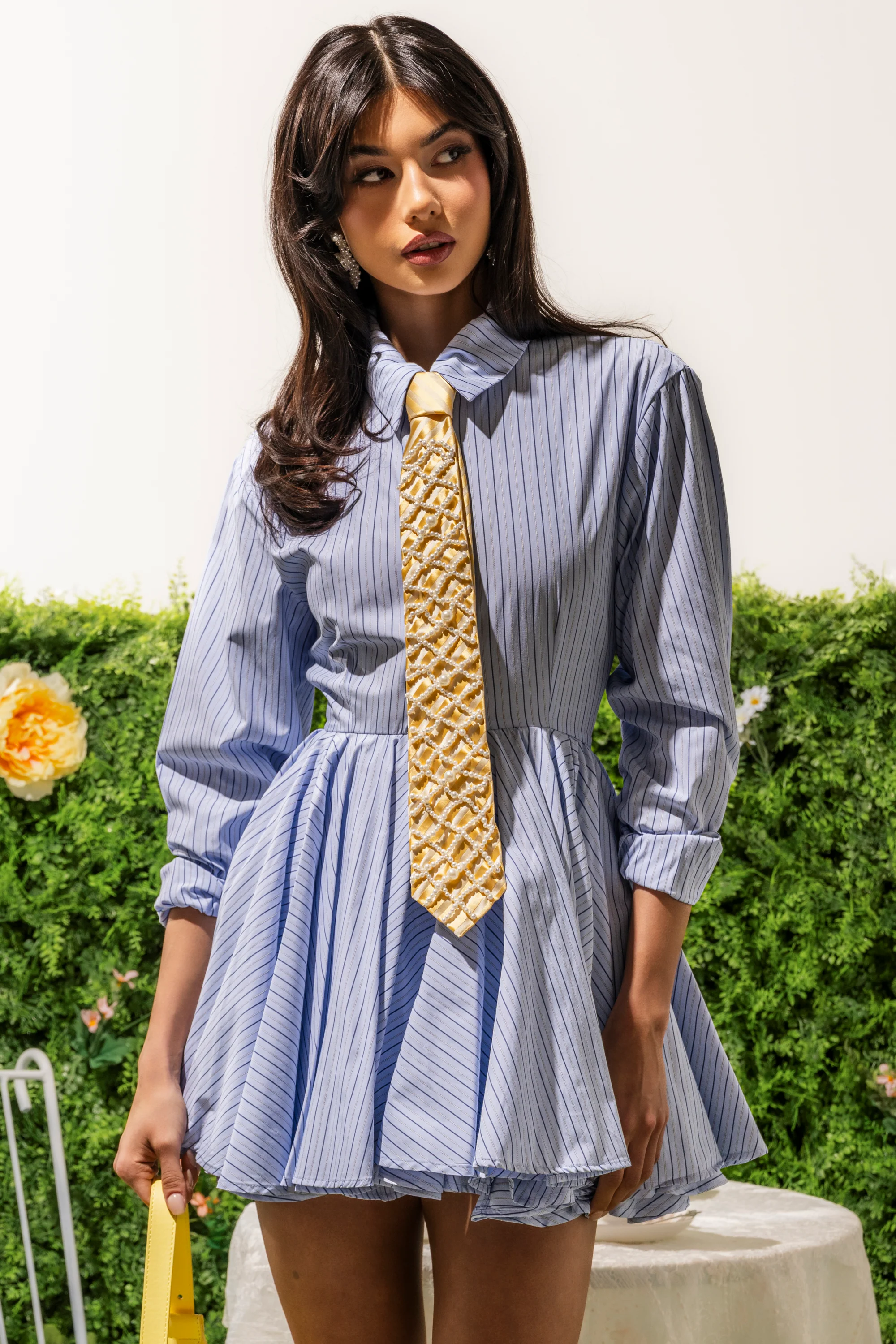 HAPPY HOUR PINSTRIPE MINI DRESS - Akira Wear