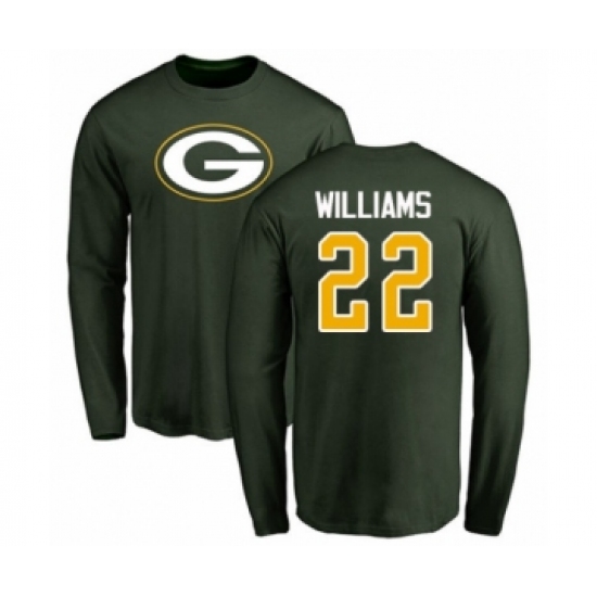Football Green Bay Packers #22 Dexter Williams Green Name & Number Logo Long Sleeve T-Shirt - Jersey