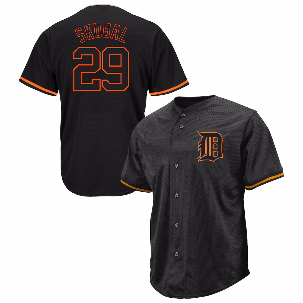 Men's Detroit Tigers Tarik Skubal Profile Black Big & Tall Pop Fashion Jersey - Jersey