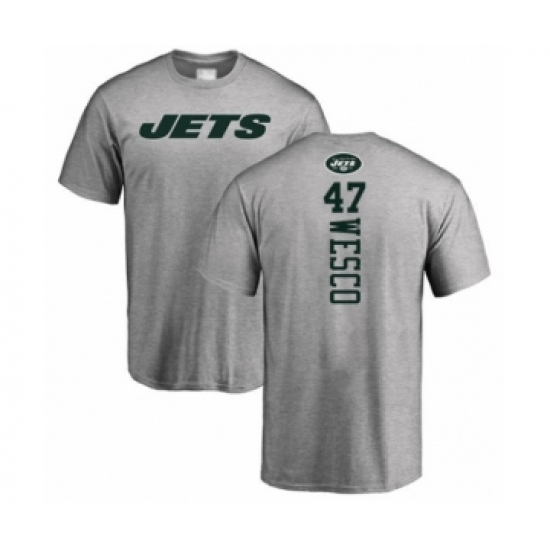 Football New York Jets #47 Trevon Wesco Ash Backer T-Shirt - Jersey