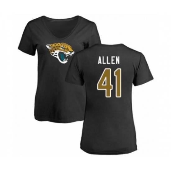 Football Women's Jacksonville Jaguars #41 Josh Allen Black Name & Number Logo Slim Fit T-Shirt - Jersey