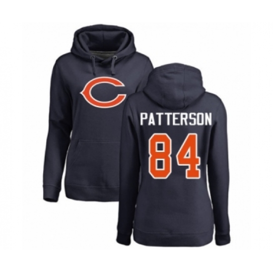 Football Women's Chicago Bears #84 Cordarrelle Patterson Navy Blue Name & Number Logo Pullover Hoodie - Jersey