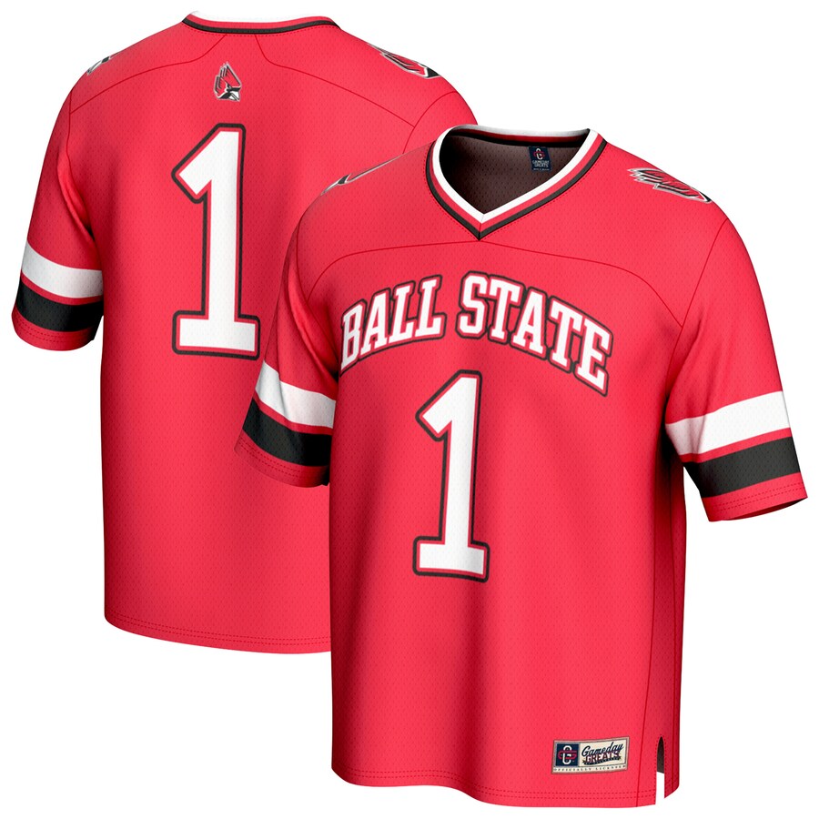 Unisex GameDay Greats #1 Cardinal Ball State Cardinals Lightweight Collegiate Football Fashion Jersey - Jersey