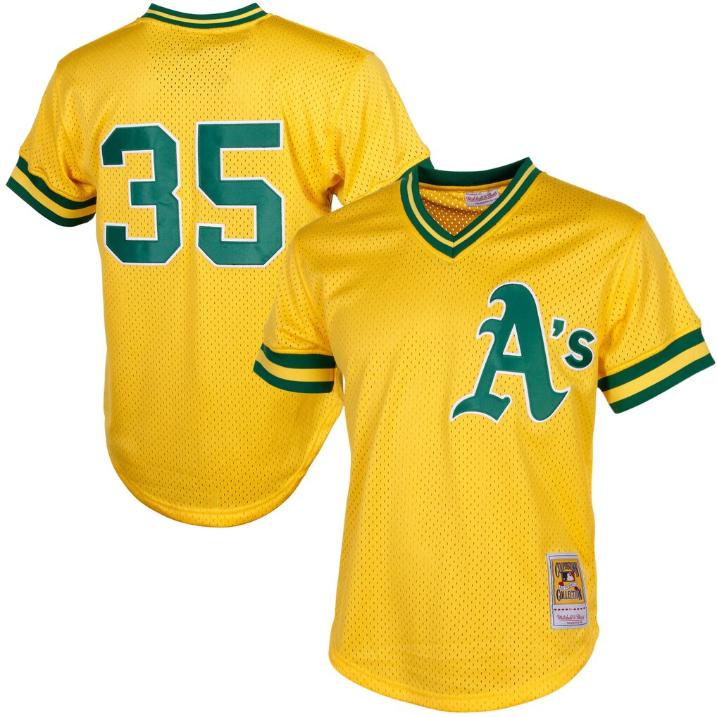 Men's Athletics Rickey Henderson Mitchell & Ness Yellow Authentic Batting Practice Jersey - Jersey