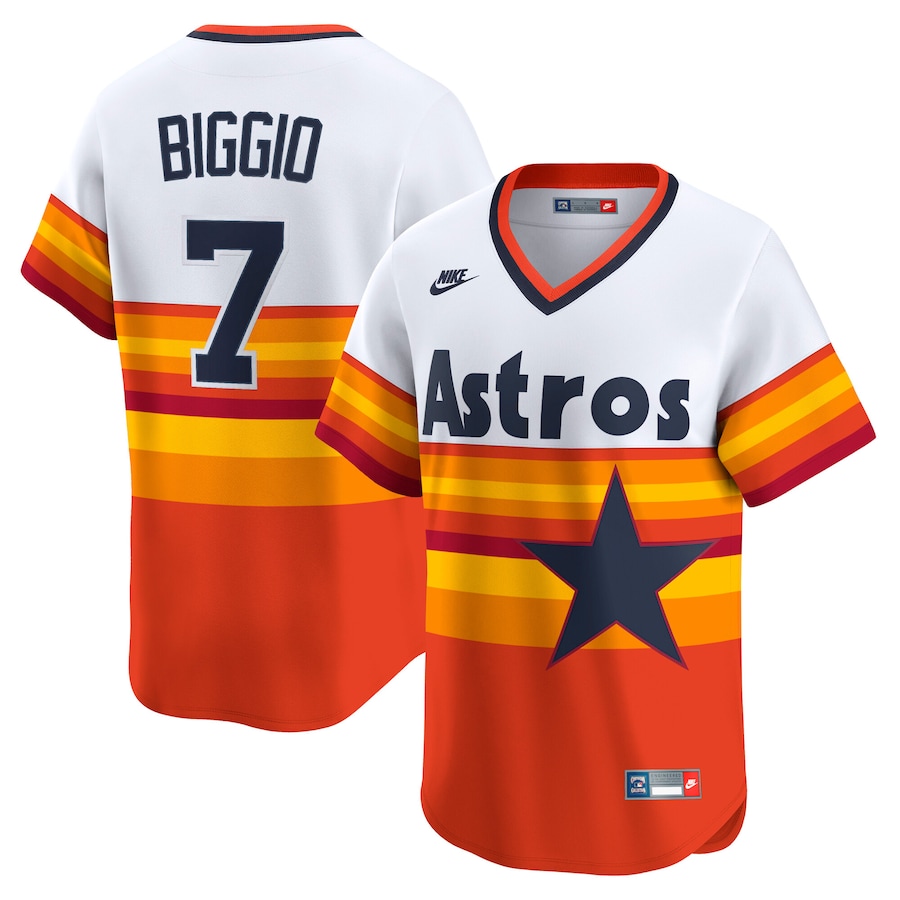 Men's Houston Astros Craig Biggio Nike White Throwback Cooperstown Collection Limited Player Jersey - Jersey