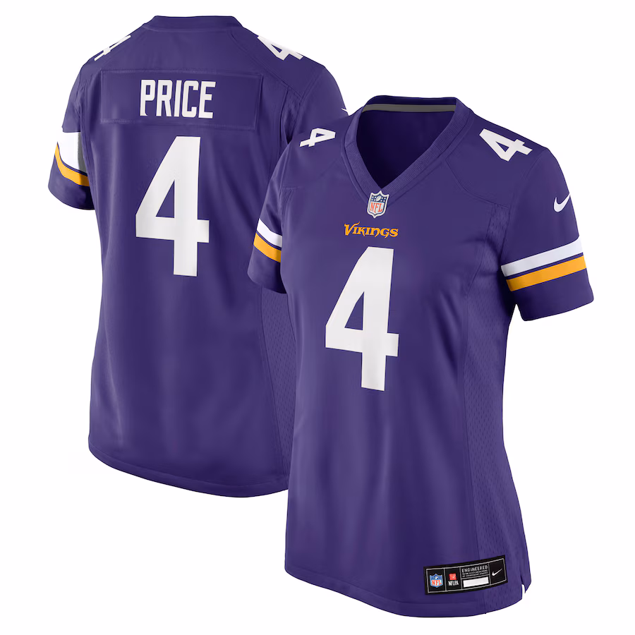 Women's Minnesota Vikings Myles Price Nike Purple Team Game Jersey - Jersey