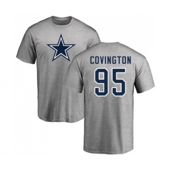 Football Dallas Cowboys #95 Christian Covington Ash Name & Number Logo T-Shirt - Jersey